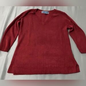 KAREN SCOTT V-Neck Maroon Sweater Size Small Petite Pre- Owned